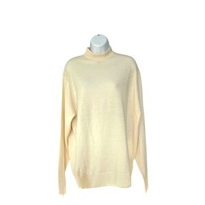 Castle of Ireland Sweater Pullover Pure New Wool Size 46 Pale Yellow Fine Knit